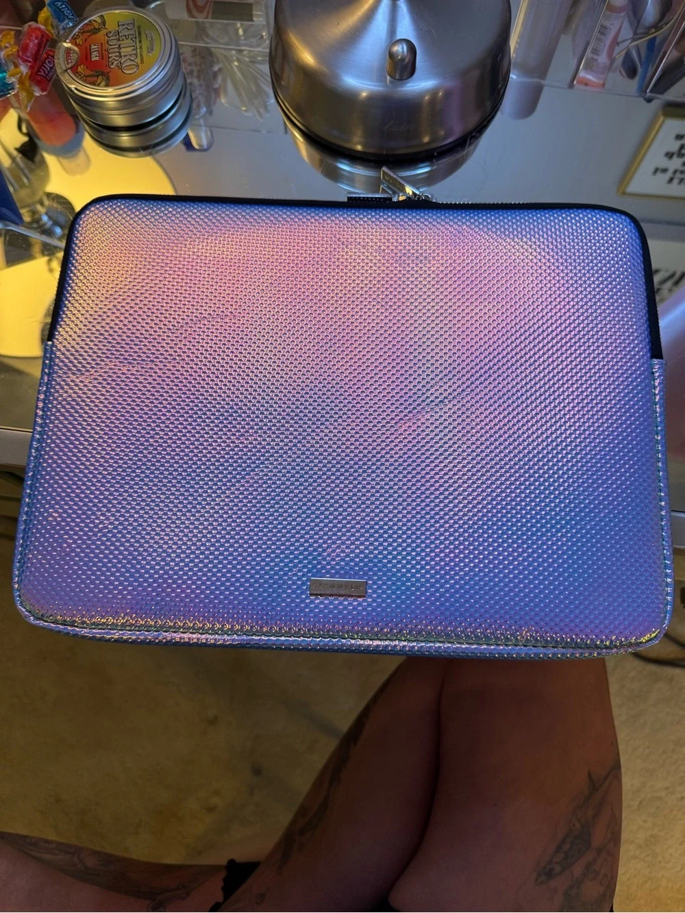 Iridescent Holographic Tech Sleeve - Blue/Pink Shift